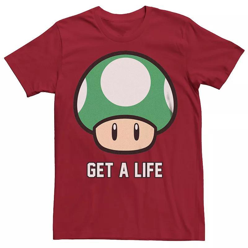 Mens Super Mario Bros 1-UP Mushroom Get a Life Graphic Tee Product Image