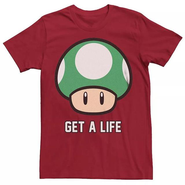 Mens Super Mario Bros 1-UP Mushroom Get a Life Graphic Tee Product Image