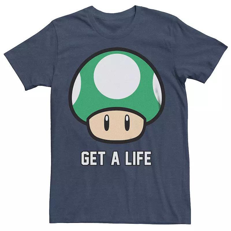 Mens Super Mario Bros 1-UP Mushroom Get a Life Graphic Tee Product Image