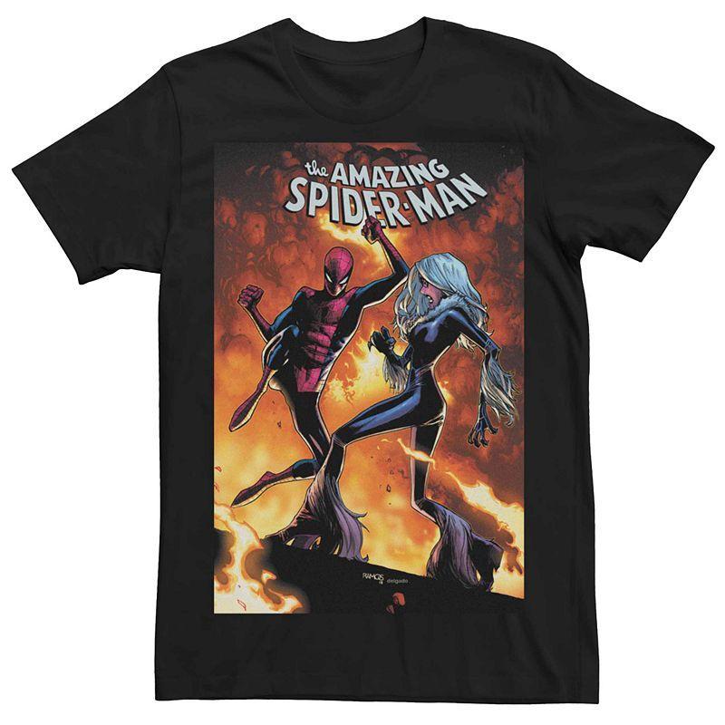 Mens Marvel Amazing Spider-Man Cat Explosion Comic Cover Graphic Tee Product Image