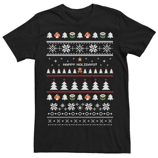 Mens Nintendo Super Mario Happy Holidays Pixels Tee Product Image