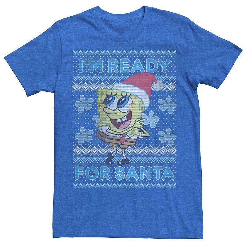 Mens SpongeBob SquarePants Im Ready For Santa Tee Blue Product Image