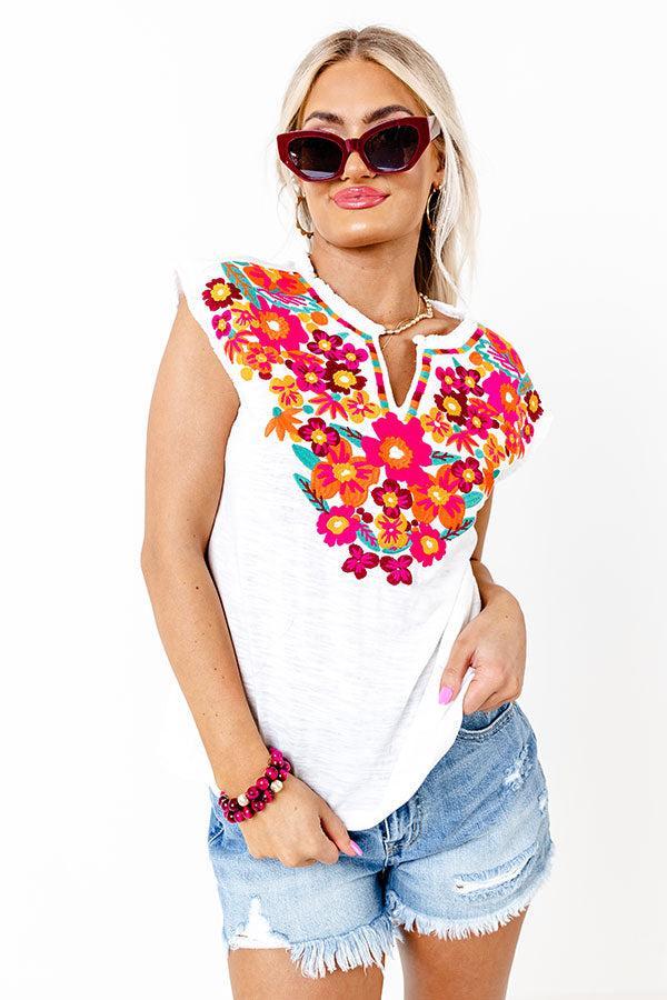 Pina Colada Kisses Embroidered Top Product Image