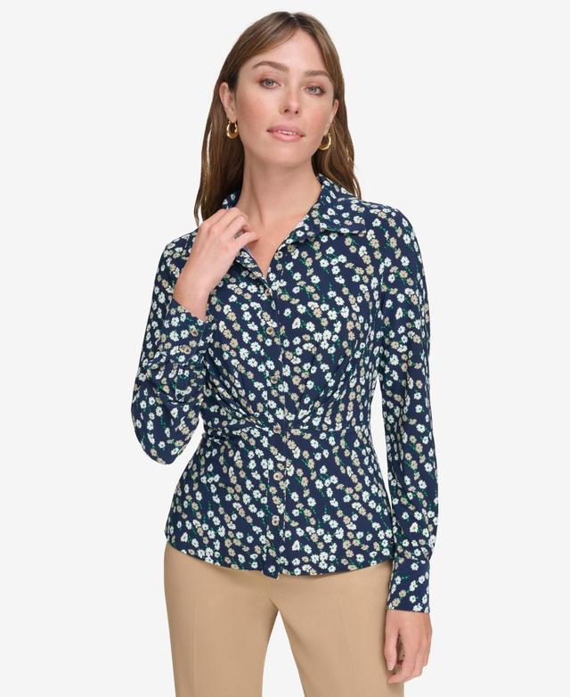 Tommy Hilfiger Womens Printed Button-Front Blouse Product Image