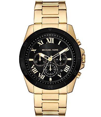 Michael Kors Mens Alek Chronograph Gold-Tone Stainless Steel Bracelet Watch Product Image