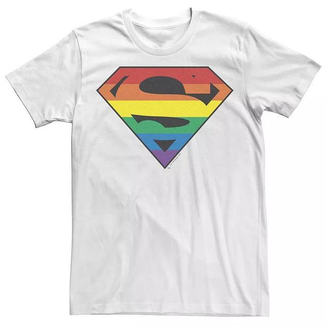 Mens Superman Rainbow Striped Chest Logo Tee Product Image