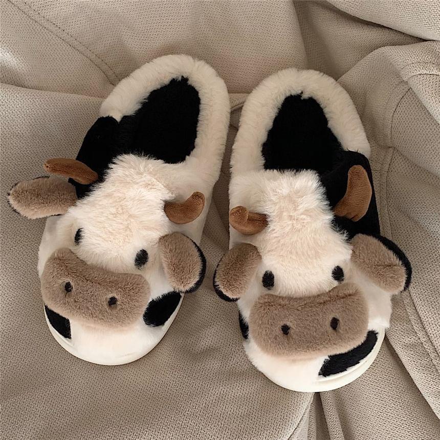 Cow Fluffy Slippers Product Image