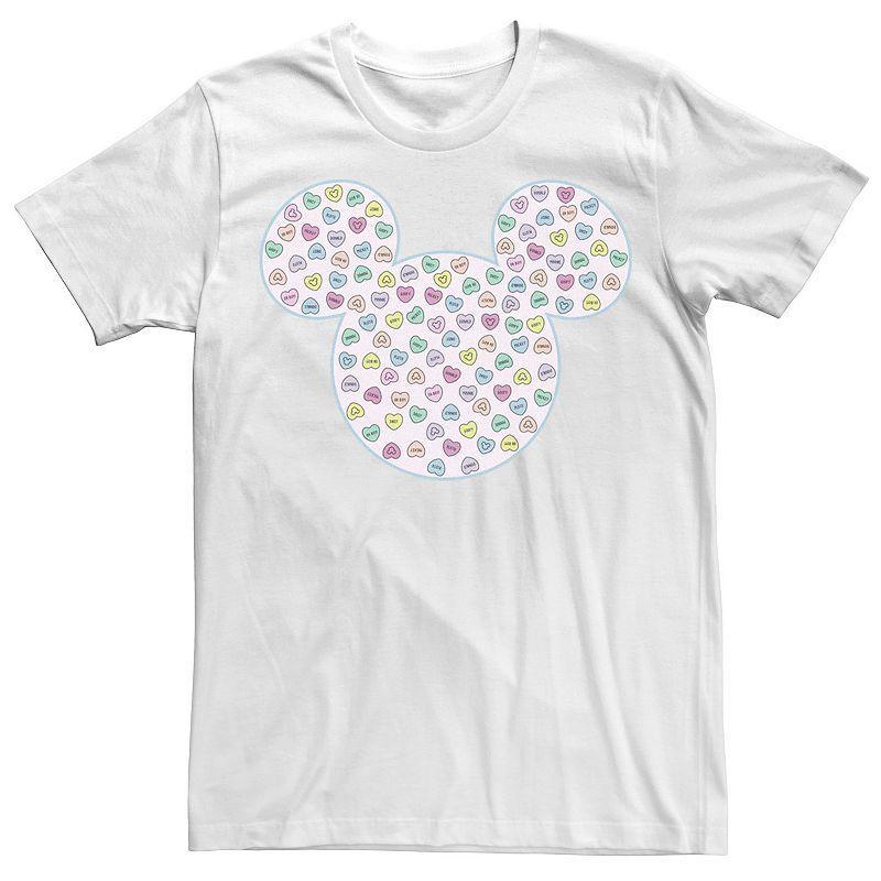 Big & Tall Disney Mickey & Friends Candy Hearts Ear Fill Tee, Mens, Size: 3XL, White Product Image