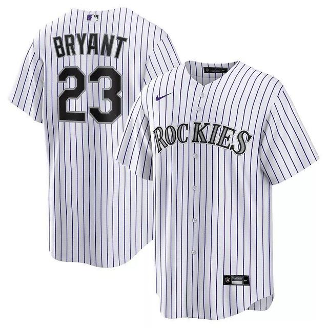 Mens Nike Kris Bryant White, Purple Colorado Rockies Replica Player Jersey - White, Purple Product Image