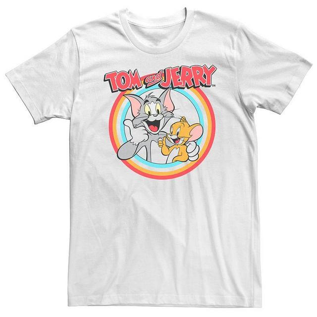 Big & Tall Tom And Jerry Cartoon Thumbs Up Circles Tee, Mens Product Image