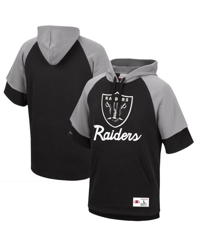 Mens Mitchell & Ness Black Las Vegas Raiders Home Advantage Raglan Short Sleeve Pullover Hoodie Product Image