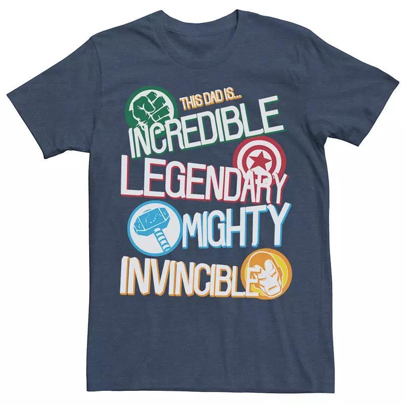 Mens Marvel Comics Retro Dad Hero Strengths Tee Navy Grey Product Image