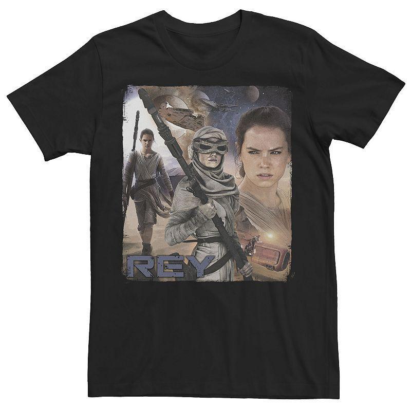 Mens Star Wars The Force Awakens Rey Collage Painting Poster Tee Product Image