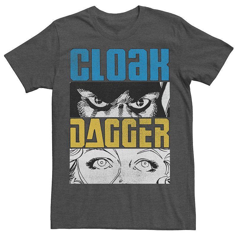 Mens Marvel Cloak Dagger Face Close Up Panels Tee Grey Heather Product Image