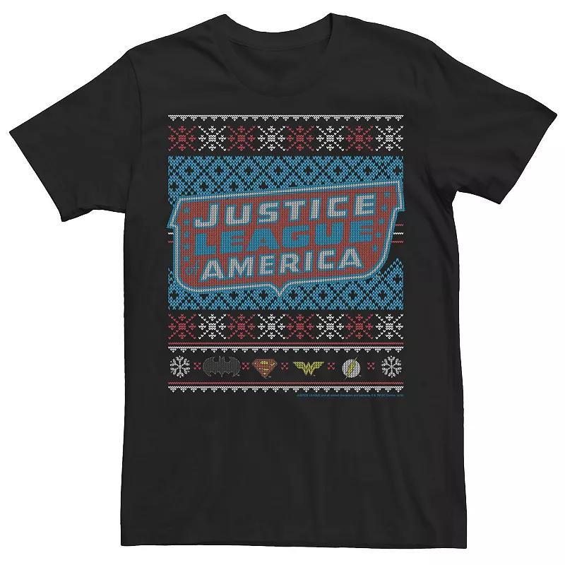 Mens Justice League Logo Knit Style Tee Product Image