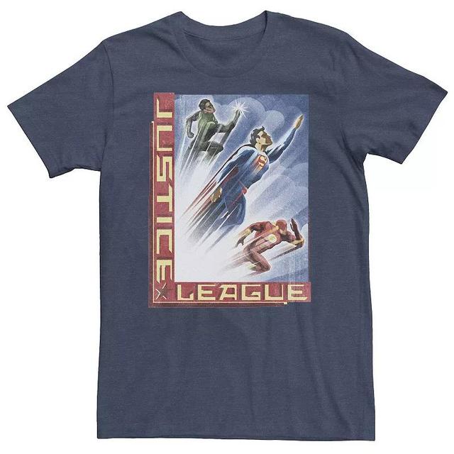 Big & Tall DC Comics Justice League Artistic Flight Poster Tee, Mens Navy Grey Product Image