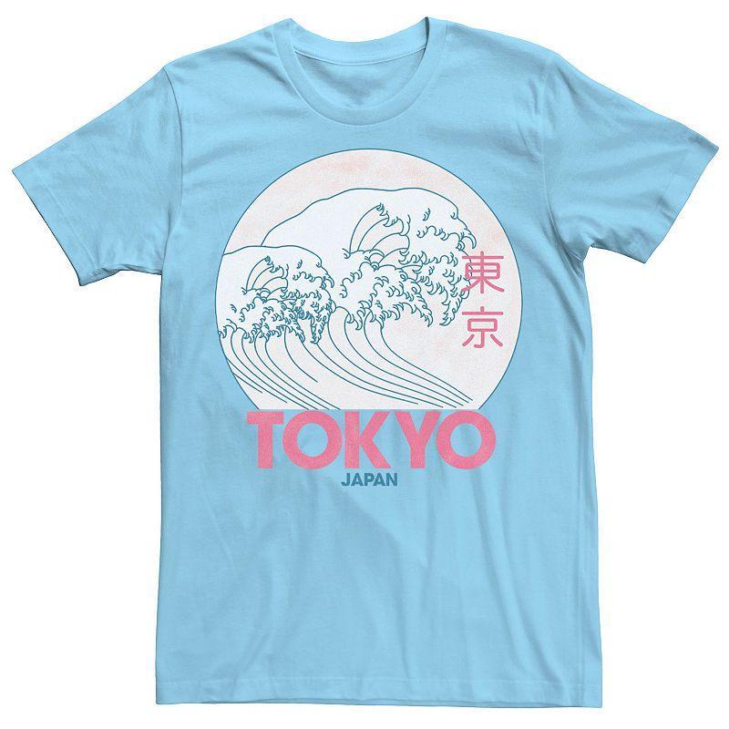 Mens Travel Apparel Tokyo Ocean Waves Tee Light Blue Product Image