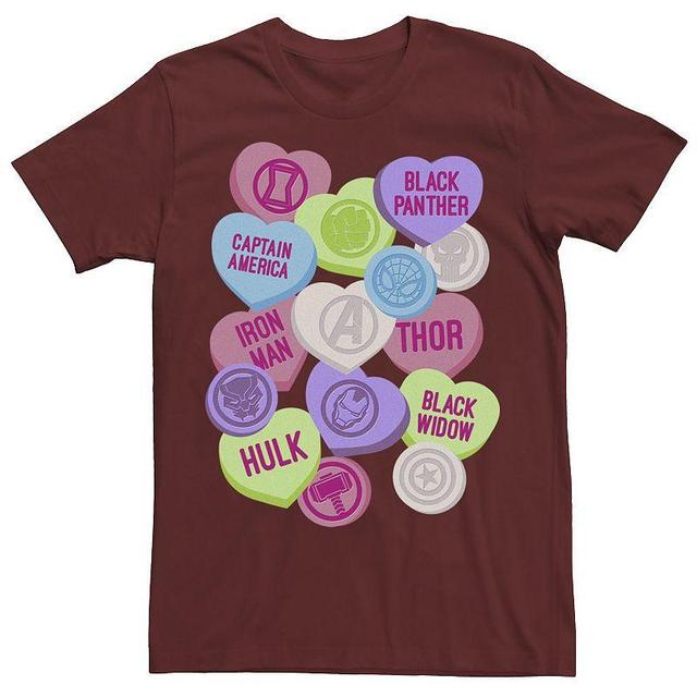 Mens Marvel Valentines Candy Heart Avengers Icons Tee Red Product Image