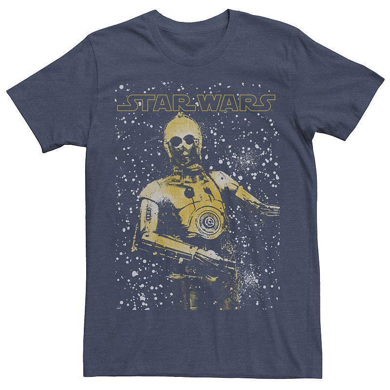 Mens Star Wars C-3PO Galaxy Graphic Tee Blue Product Image