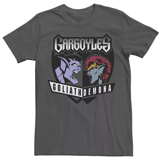 Disneys Gargoyles Mens Goliath vs Demonia Shield Graphic Tee Grey Product Image