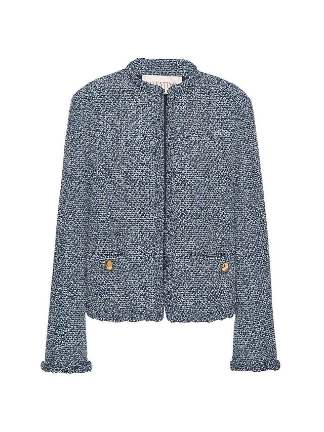 Womens Textured Tweed Denim Jacket Product Image