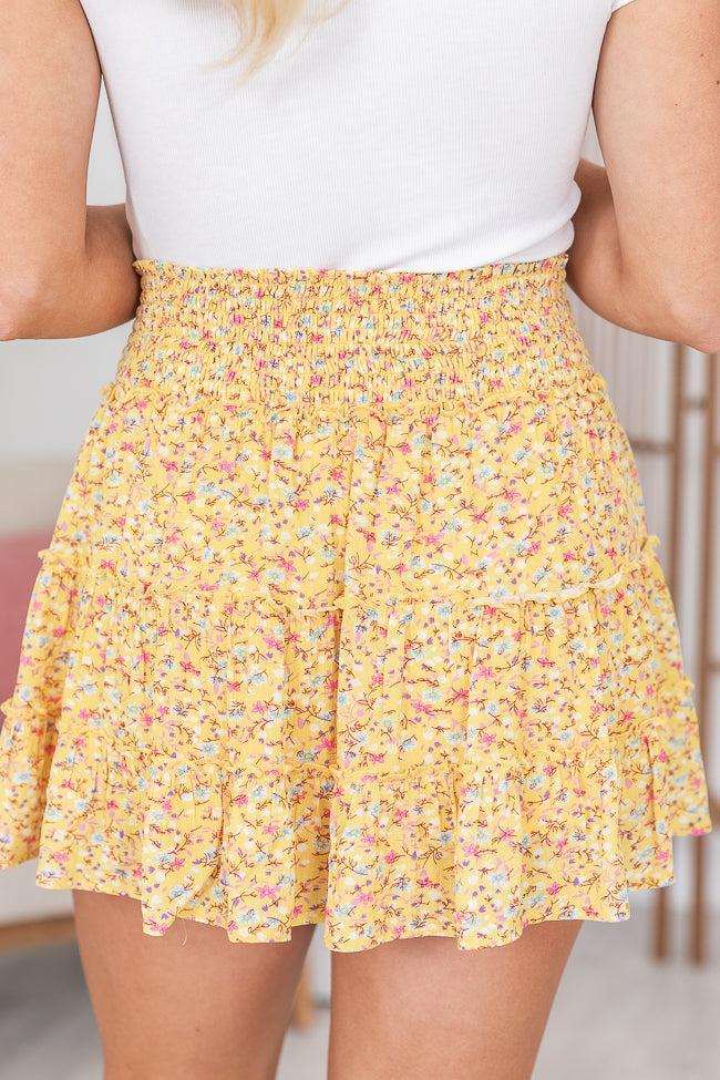 Through The Garden Yellow Floral Mini Skort Product Image