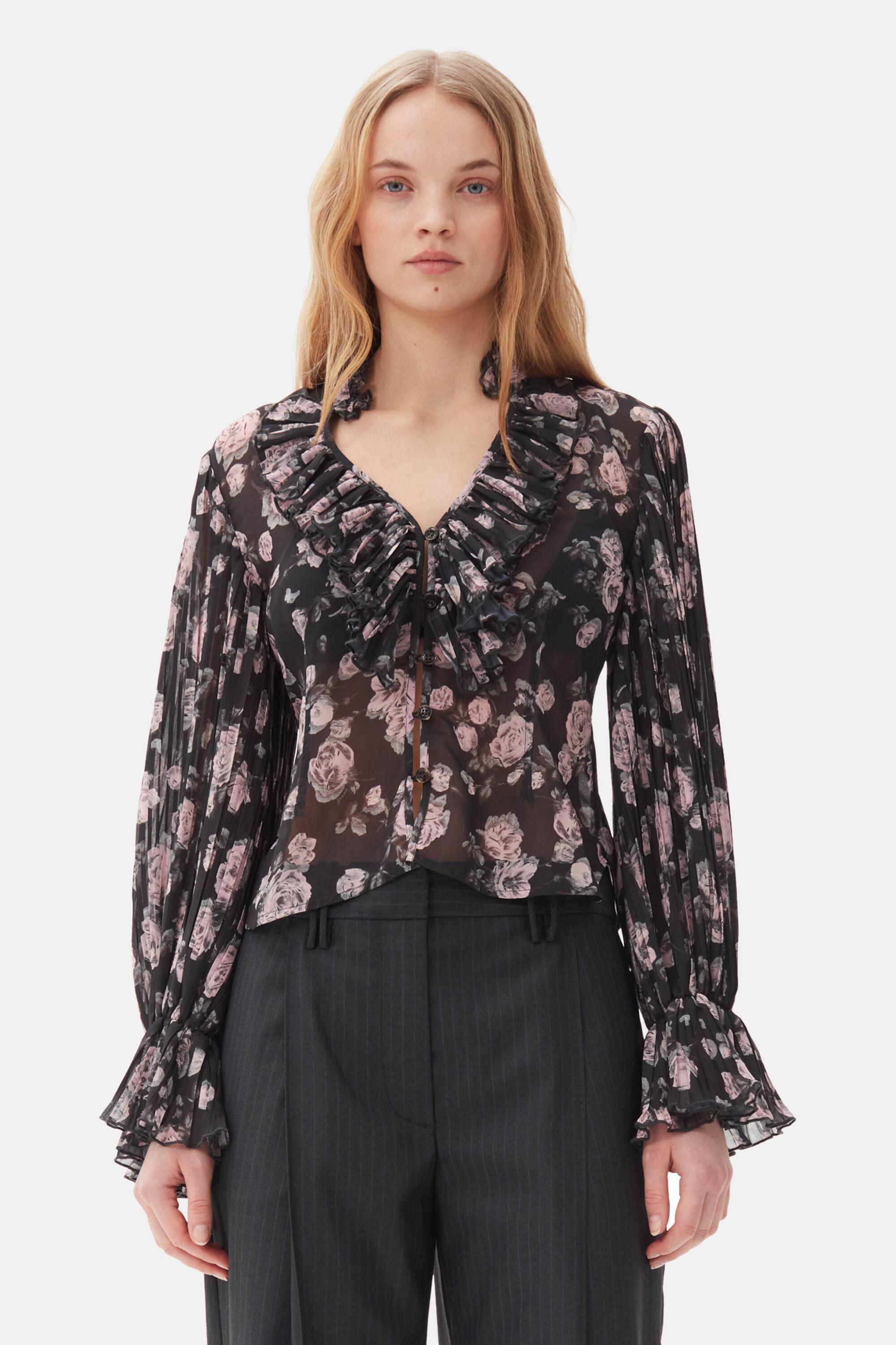 Floral Printed Pleated Georgette Blouse product image