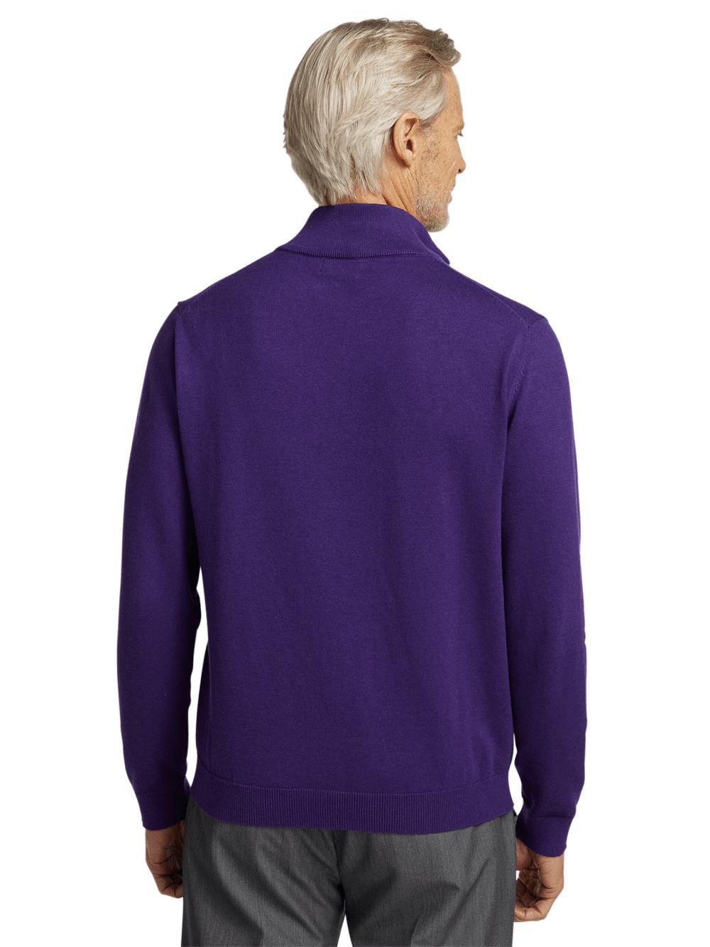 Supima Cotton Quarter Zip Mock Neck Sweater - Plum Product Image