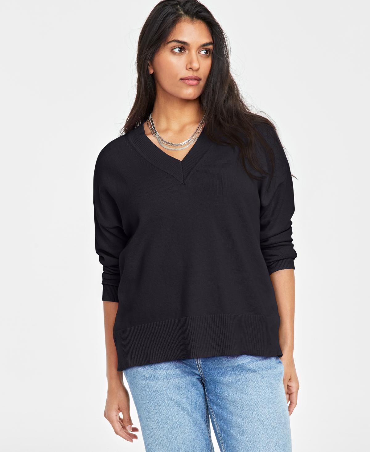 On 34th Womens V-Neck Dropped-Shoulder Sweater, Created for Macys product image