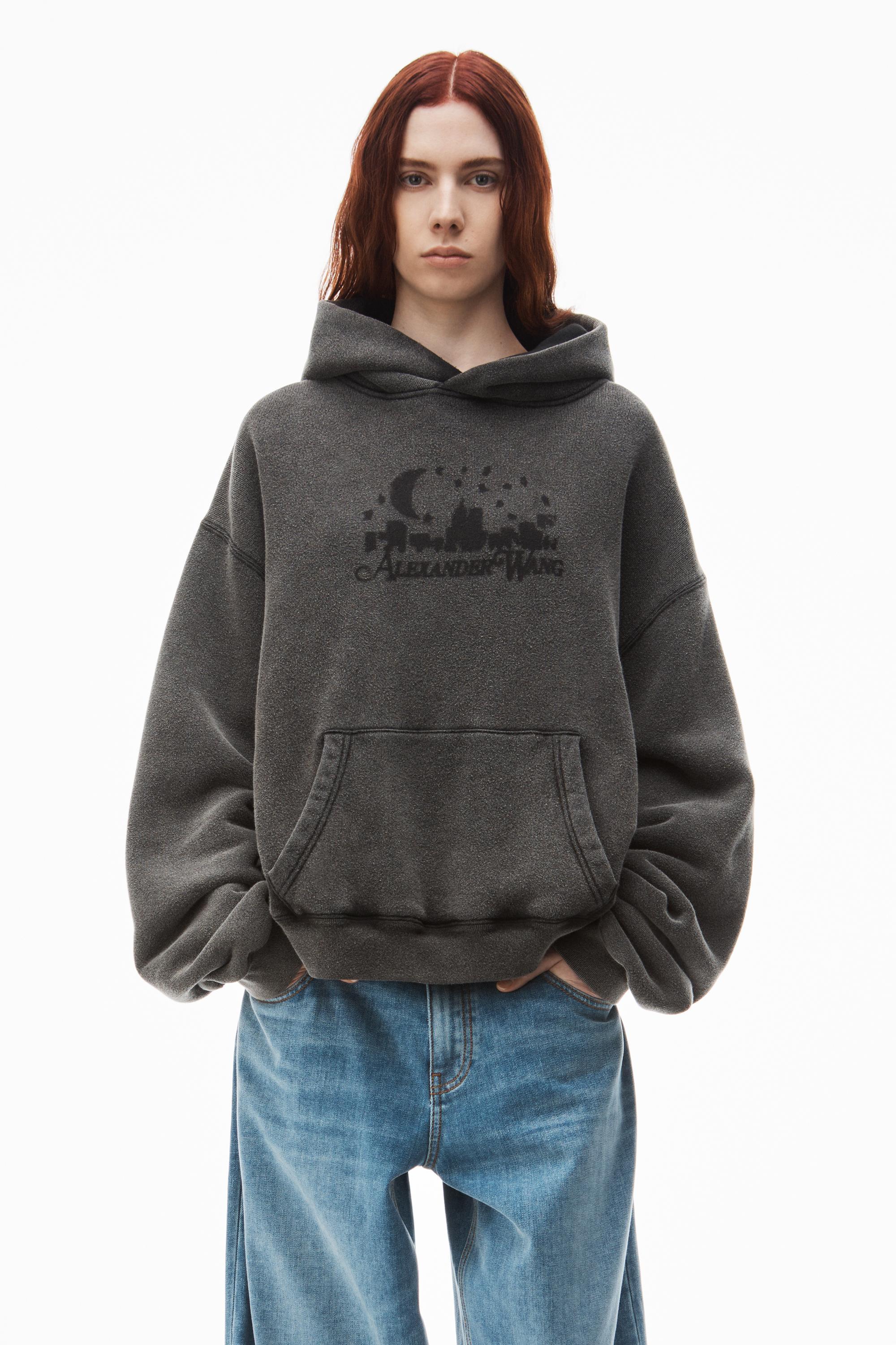 Distressed Skyline Hoodie In Sueded Cotton Terry Product Image