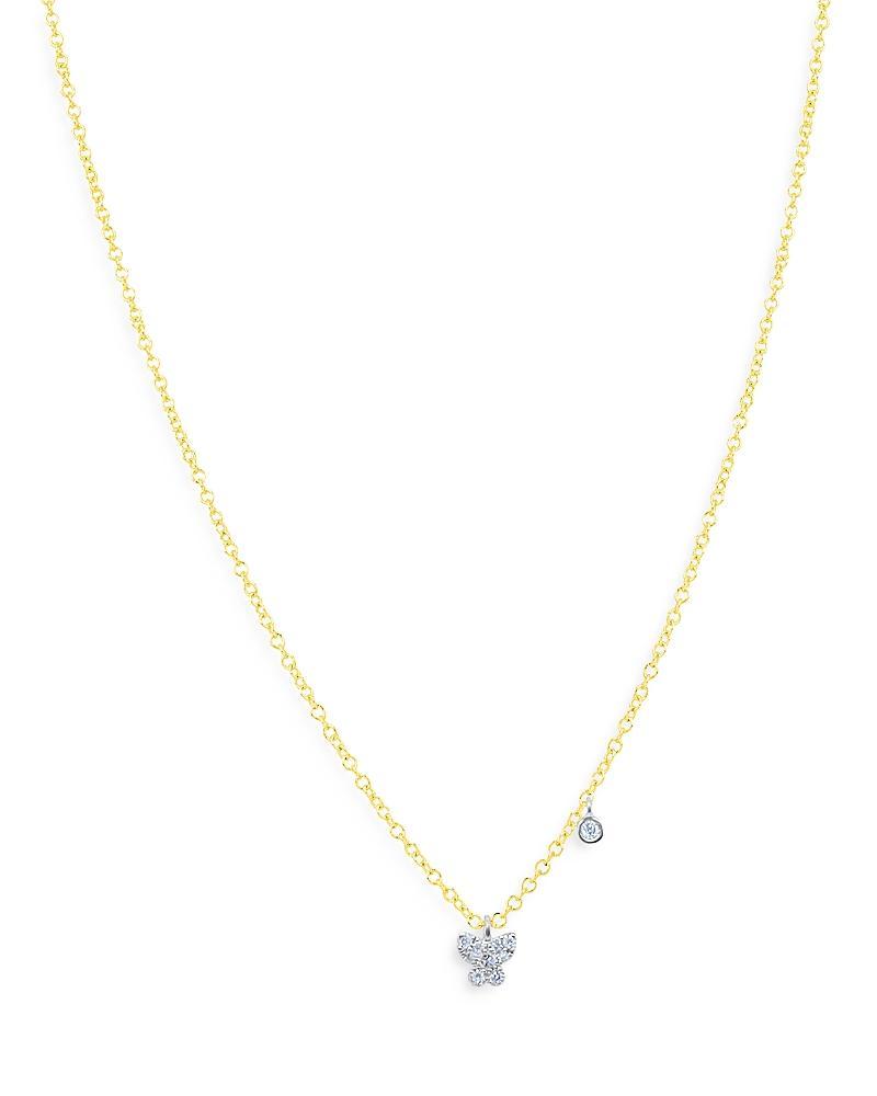 Womens Two-Tone 14K Gold & .04 TCW Diamond Butterfly Necklace Product Image