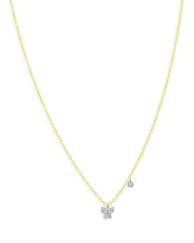 Meira T 14K White & Yellow Gold Diamond Mini Butterfly & Disc Pendant Necklace Product Image