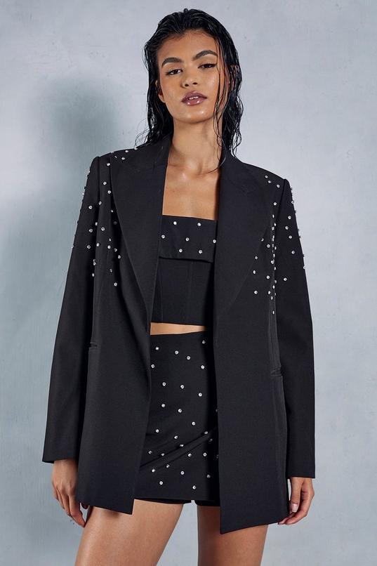 Diamante Embellished Oversized Blazer Product Image