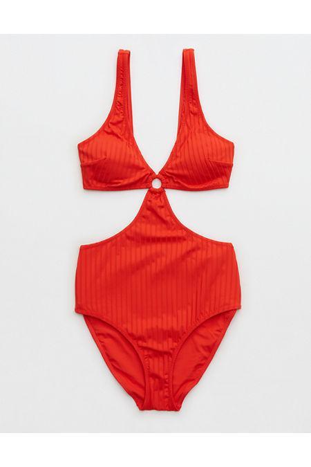 Aerie Wide Rib Cut Out Ring One Piece Swimsuit Women's Product Image