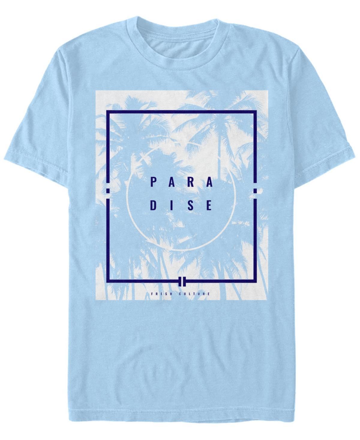 Mens Paradise Palm Tree Poster Square Graphic Tee Light Blue Product Image