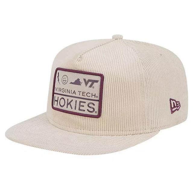 Mens New Era Cream Virginia Tech Hokies Corduroy Golfer Snapback Hat Product Image