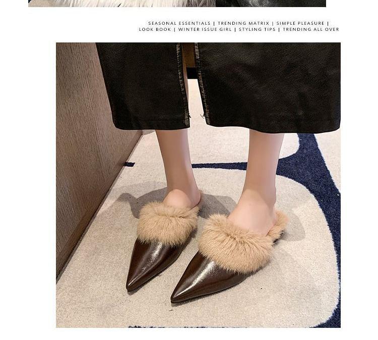 Furry Trim Pointed Mules Product Image