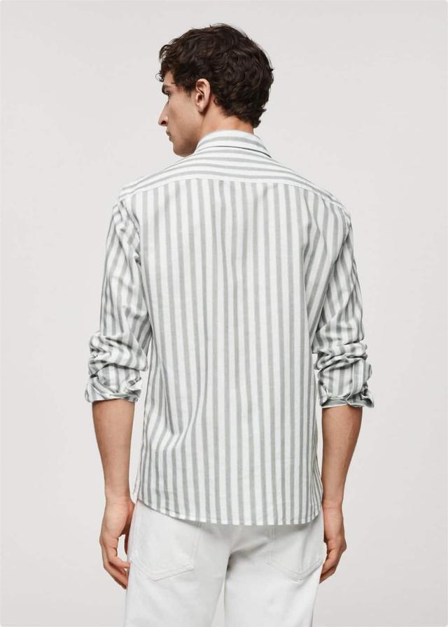 Mango Mens Regular Fit Striped Cotton Shirt Product Image