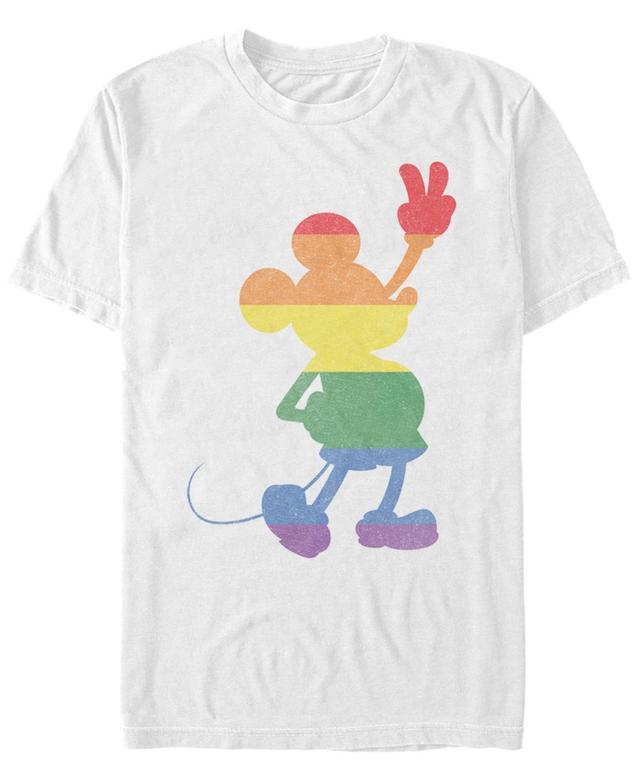 Adult Disney Mickey & Friends Pride Rainbow Stripe Mickey Tee, Mens White Product Image