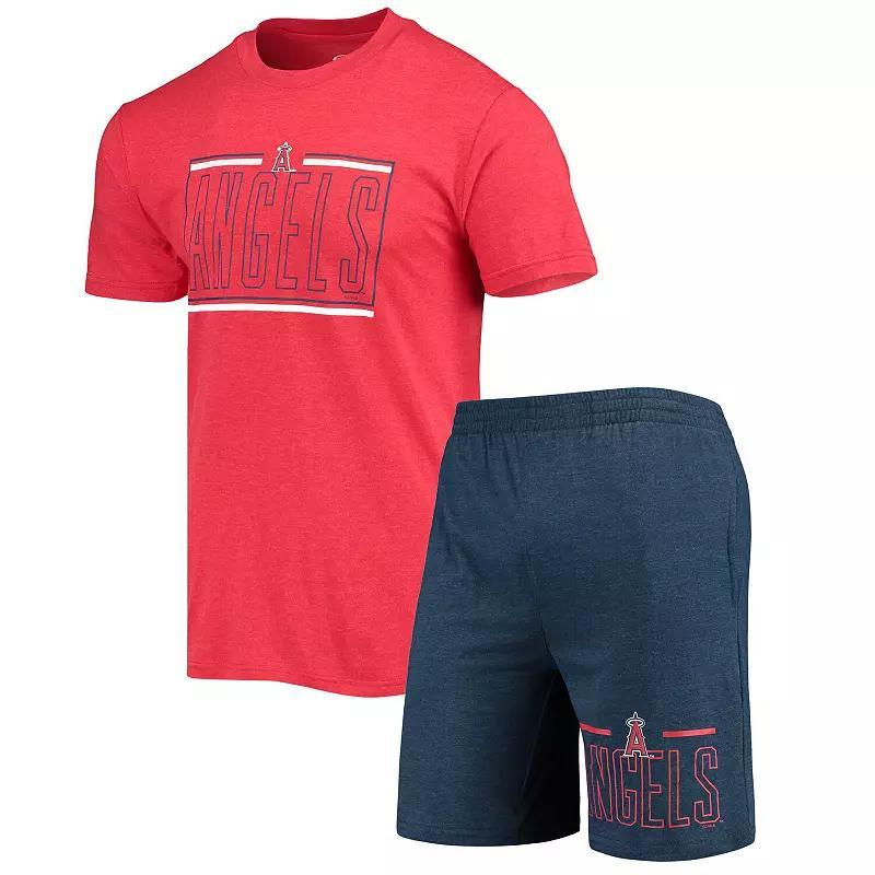 Mens Concepts Sport Navy/Red Los Angeles Angels Meter T-Shirt and Shorts Sleep Set Product Image