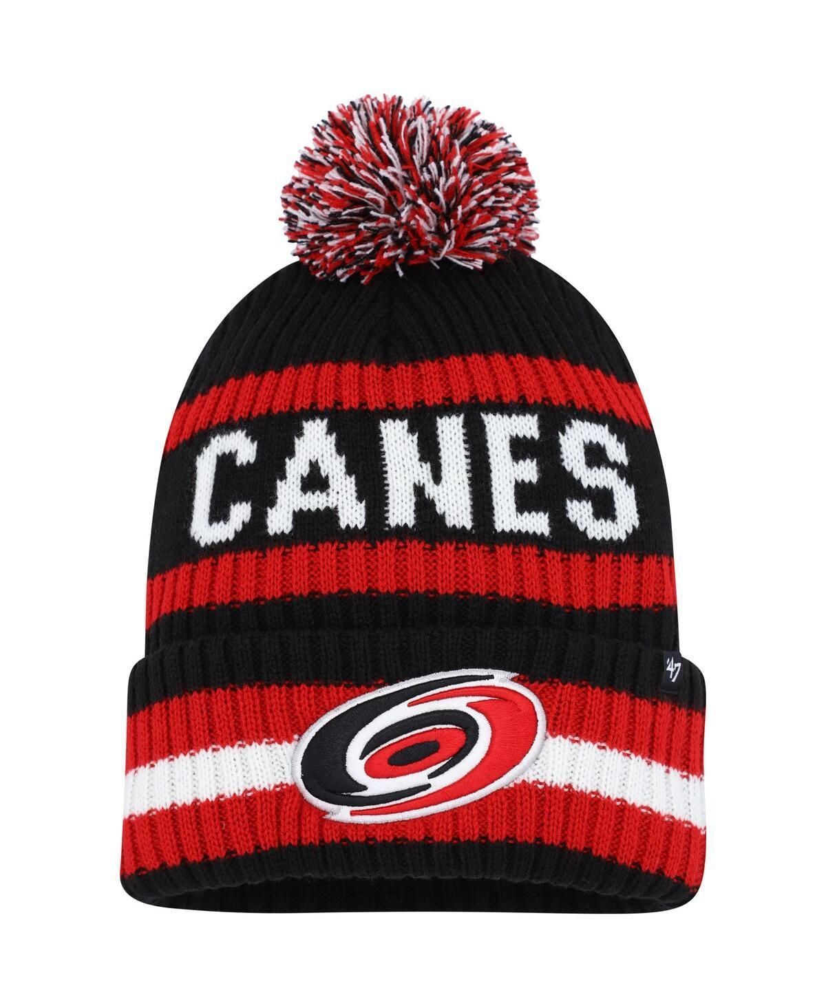 Mens 47 Brand Black Carolina Hurricanes Bering Cuffed Knit Hat with Pom Product Image