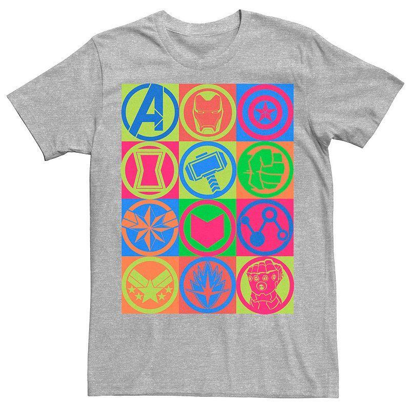 Mens Marvel Avengers: Endgame Colorful Symbol Box Up Tee Athletic Grey Product Image