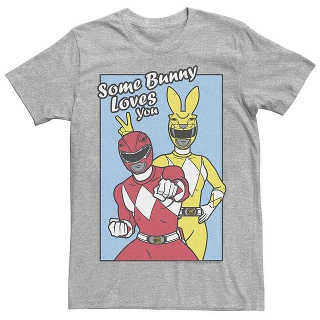 Mens Power Rangers Yellow & Red Easter Some Bunny Loves You Tee Athletic Grey Product Image