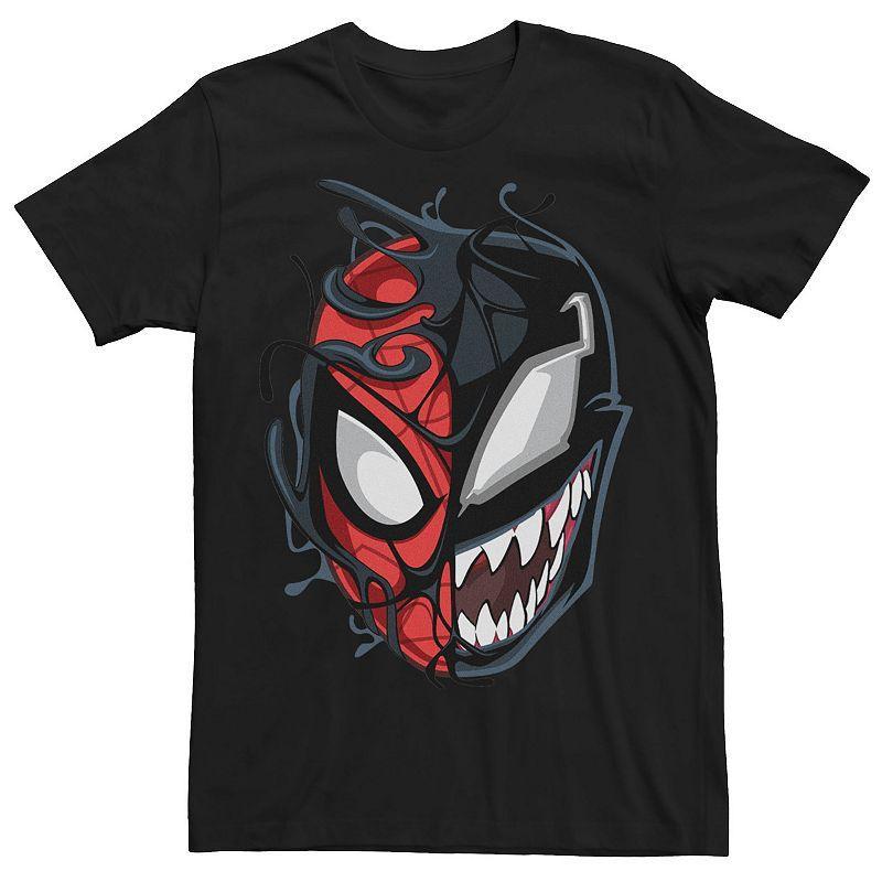 Mens Marvel Spider-Man Peter Venom Split Face Tee Black Product Image