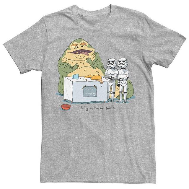 Mens Star Wars Jabba The Hutt Taco Tuesday Bring Me The Hot Sauce Tee Athletic Grey Product Image