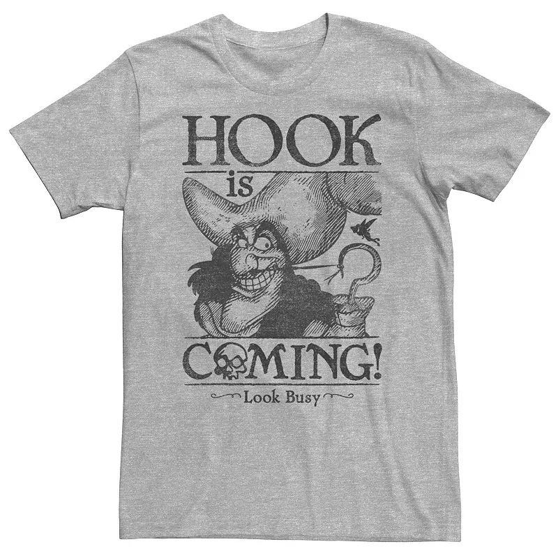 Big & Tall Disney Peter Pan Hook Is Coming Look Busy Tee, Mens Athletic Grey Product Image