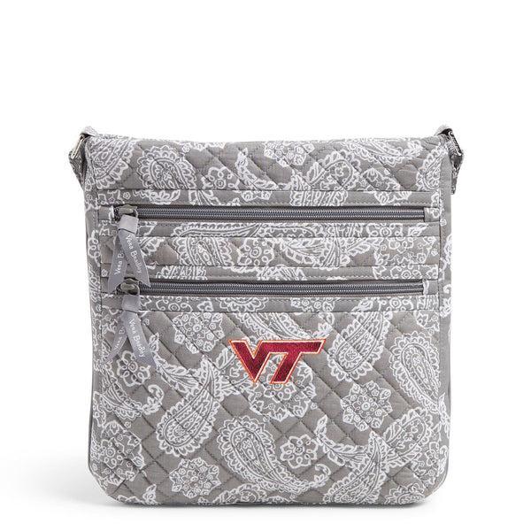 Vera Bradley Collegiate Triple Zip Hipster Crossbody Bag Women in Gray/White Bandana with Virginia Tech Logo Product Image