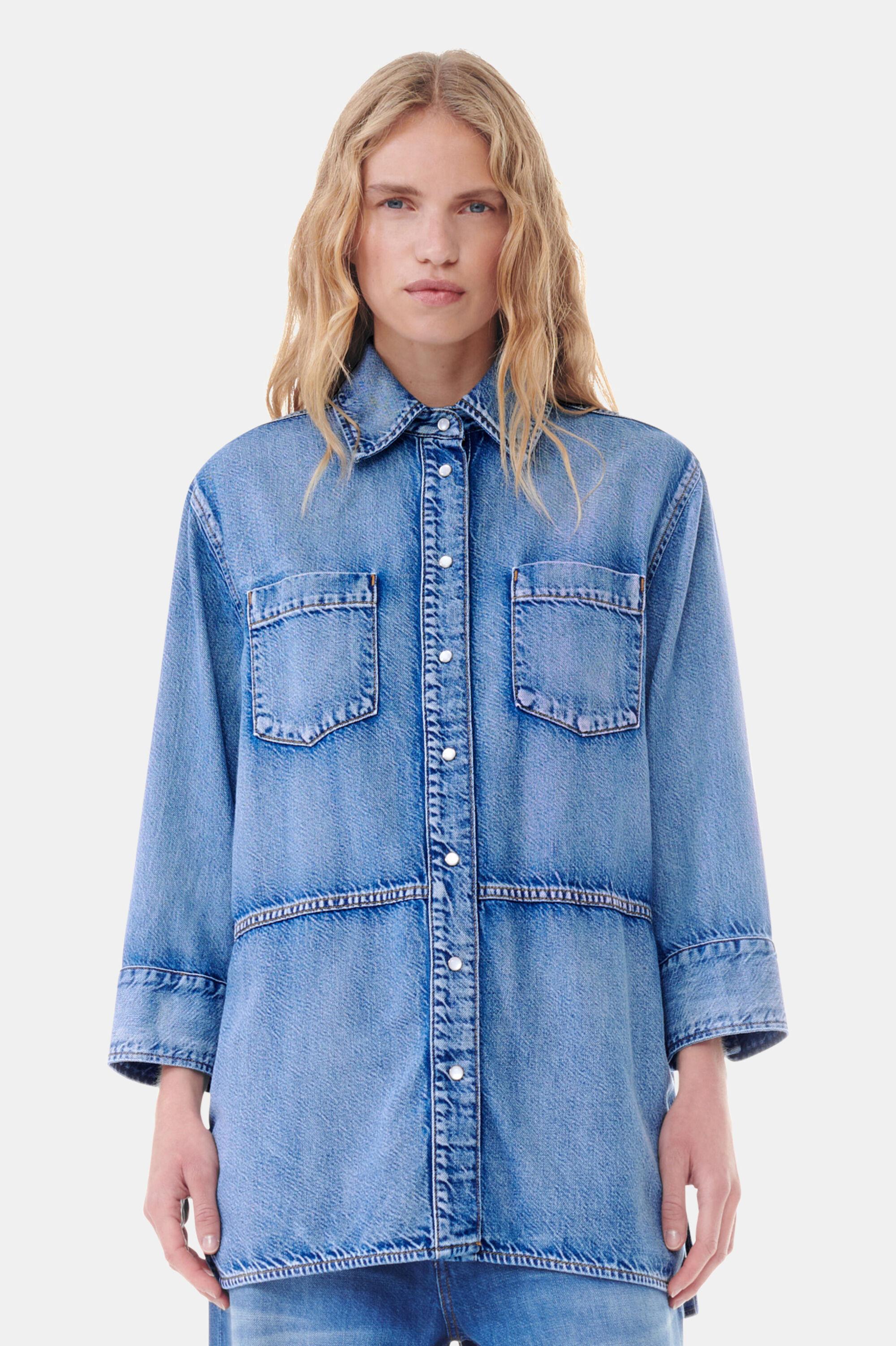 Blue Denim Oversized Shirt Product Image