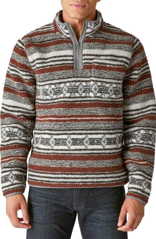 Lucky Brand Southwestern Print High Pile Fleece Utility Mock Neck Sweatshirt Product Image