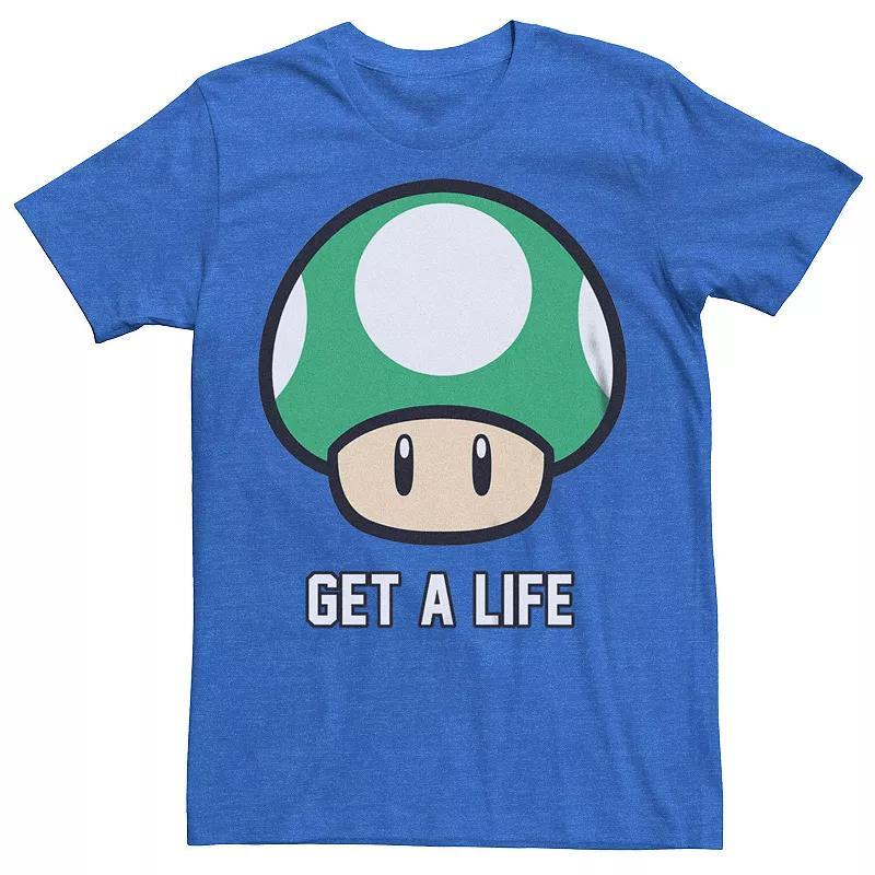 Mens Super Mario Bros 1-UP Mushroom Get a Life Graphic Tee Product Image